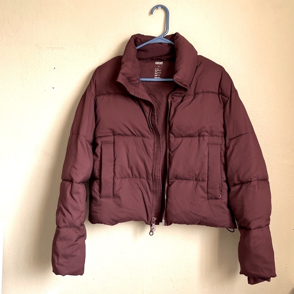 Burgundy Girlfriend Collective Puffer